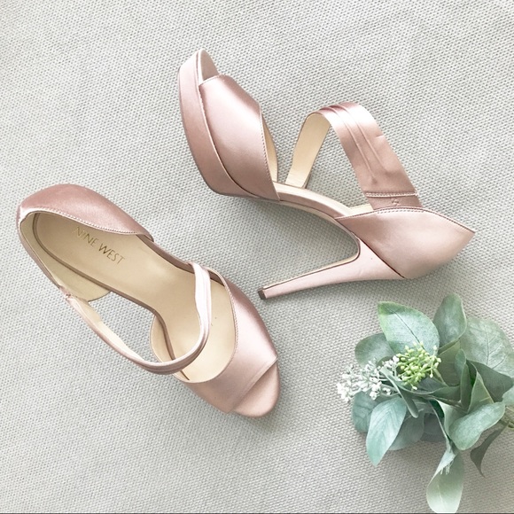 Nine West Shoes - NINE WEST / Blush Satin Strap Heels